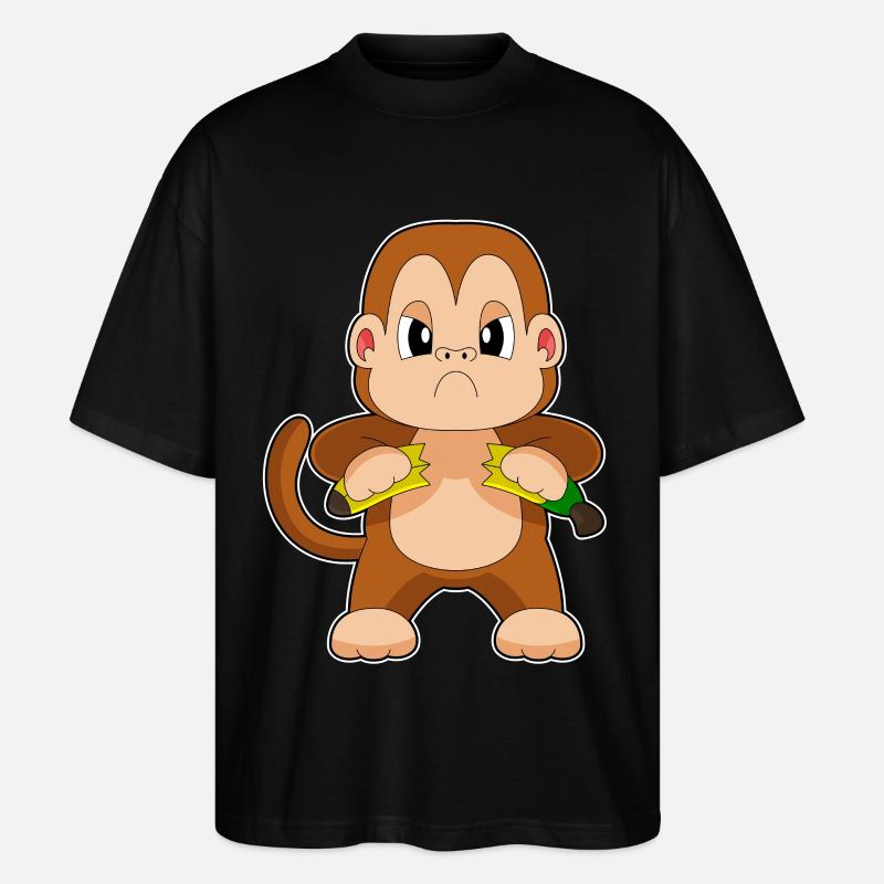 Affe Banane  - Stanley/Stella Oversized Unisex Bio T-Shirt Blaster 2.0 - Schwarz