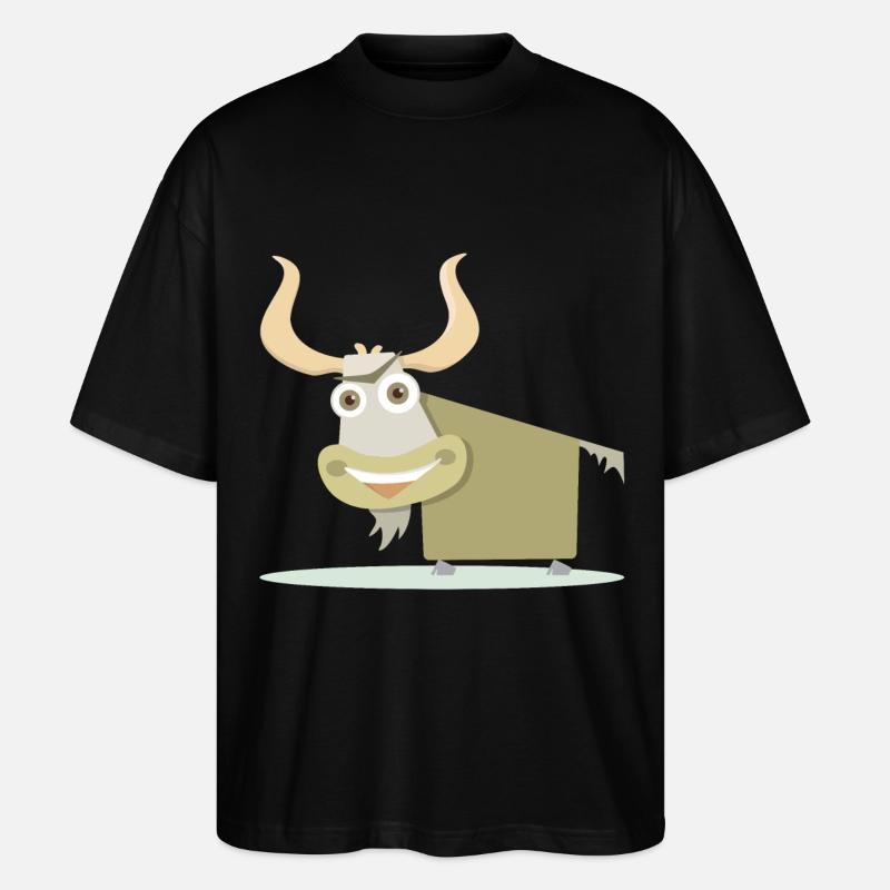 Illustration joyeuse d’une vache tibétaine. - T-shirt bio Blaster 2.0 coupe oversize Stanley/Stella Unisexe - noir