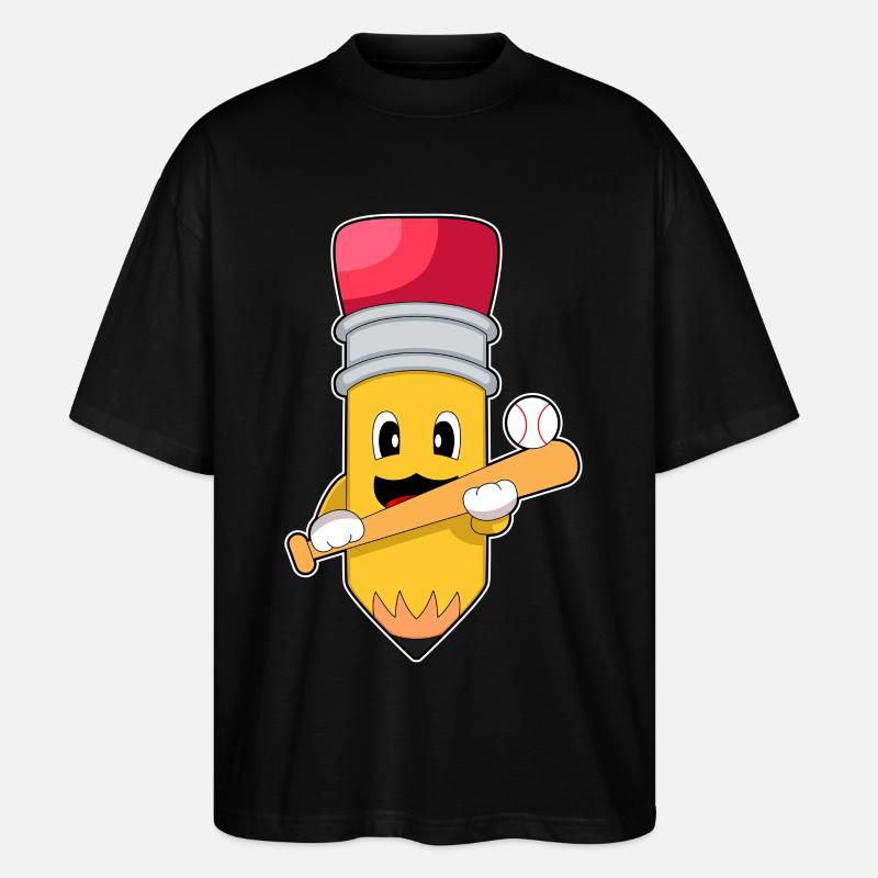 Pencil Baseball Baseball Bat - Stanley/Stella Oversized Unisex Organic T-shirt Blaster 2.0 - black
