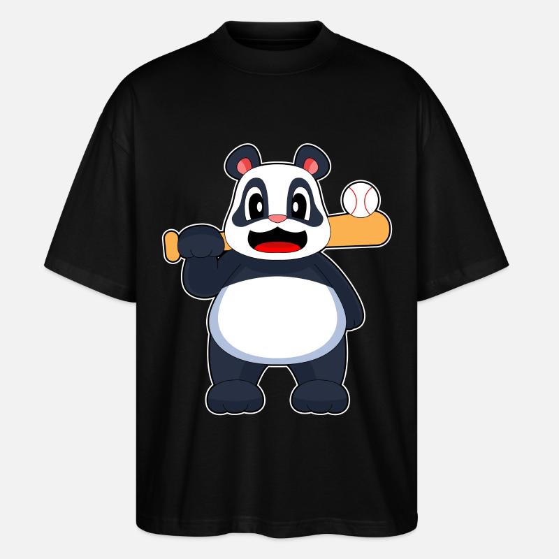 Panda Baseball Baseballschläger - Stanley/Stella Oversized Unisex Bio T-Shirt Blaster 2.0 - Schwarz