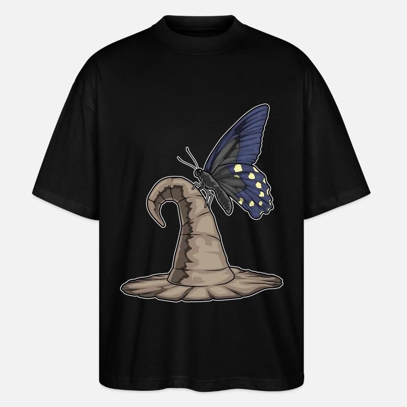 Chapeau de sorcière papillon - T-shirt bio Blaster 2.0 coupe oversize Stanley/Stella Unisexe - noir