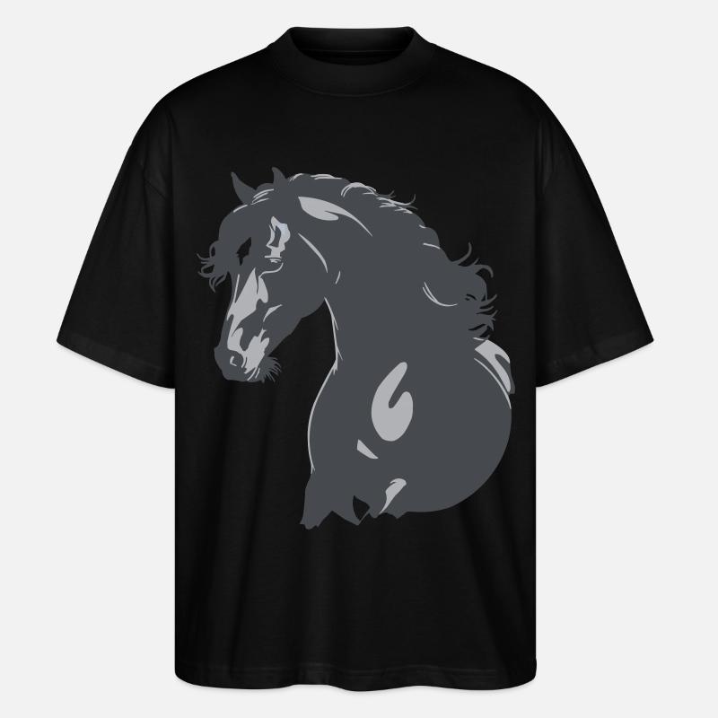 Rappe Pferd Silhouette - Stanley/Stella Oversized Unisex Bio T-Shirt Blaster 2.0 - Schwarz
