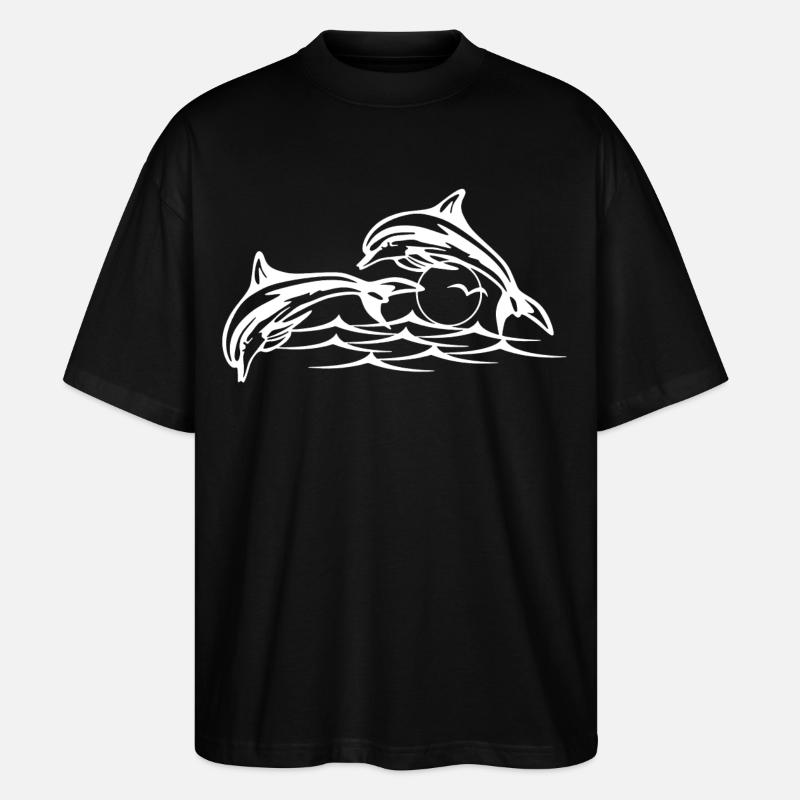 Weiße Delfine - Stanley/Stella Oversized Unisex Bio T-Shirt Blaster 2.0 - Schwarz