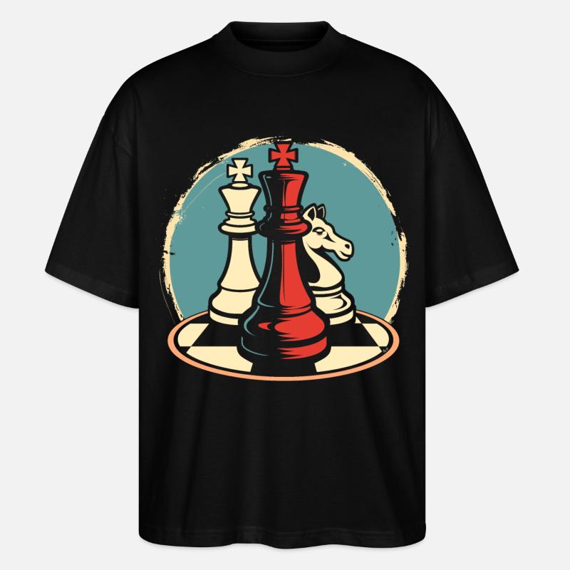 Graphiques de pièces d’échecs - T-shirt bio Blaster 2.0 coupe oversize Stanley/Stella Unisexe - noir