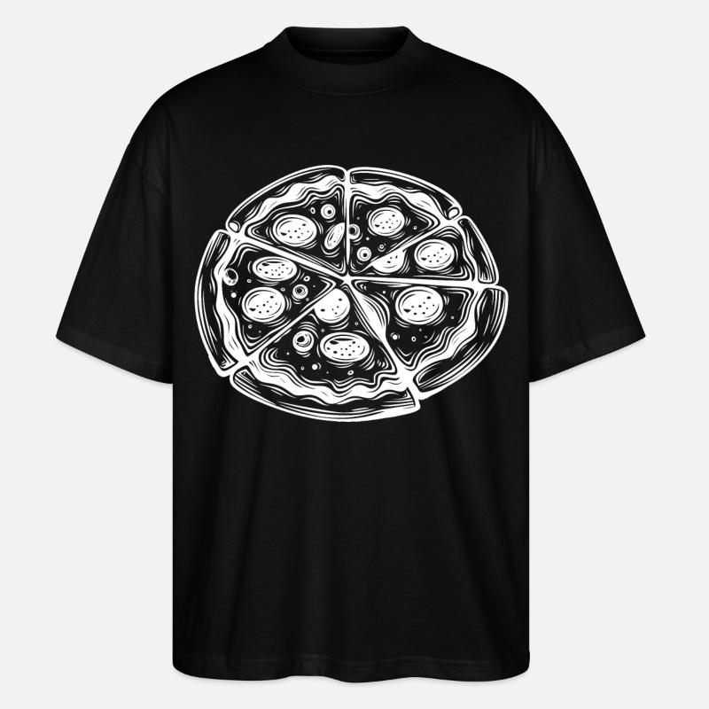 Pizza Zeichnung - Stanley/Stella Oversized Unisex Bio T-Shirt Blaster 2.0 - Schwarz