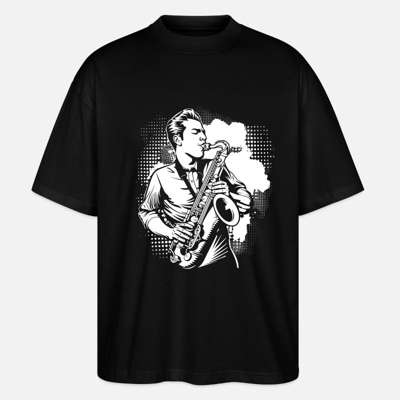 Saxophon Junge - Stanley/Stella Oversized Unisex Bio T-Shirt Blaster 2.0 - Schwarz