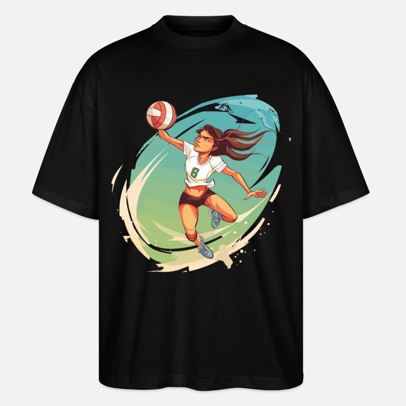 Volleyballspielerin Comic Stil - Stanley/Stella Oversized Unisex Bio T-Shirt Blaster 2.0 - Schwarz
