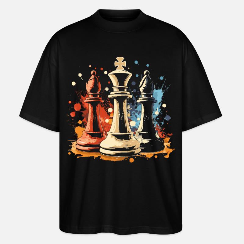 Chess Bishop and King Graffiti - Stanley/Stella Oversized Unisex Organic T-shirt Blaster 2.0 - black