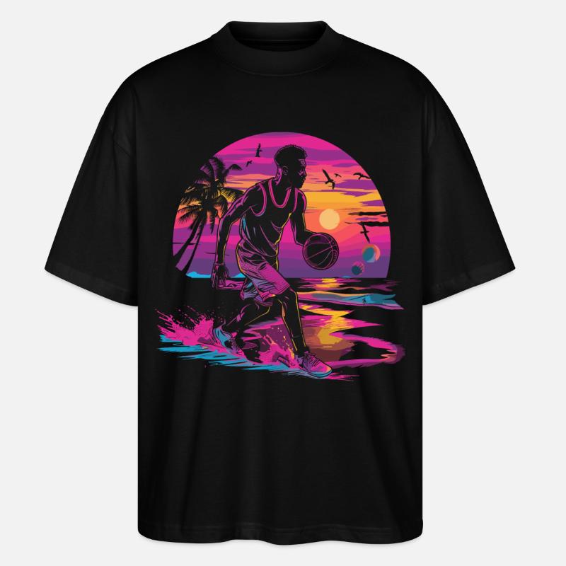 Basketball Synthwave - Stanley/Stella Oversized Unisex Bio T-Shirt Blaster 2.0 - Schwarz