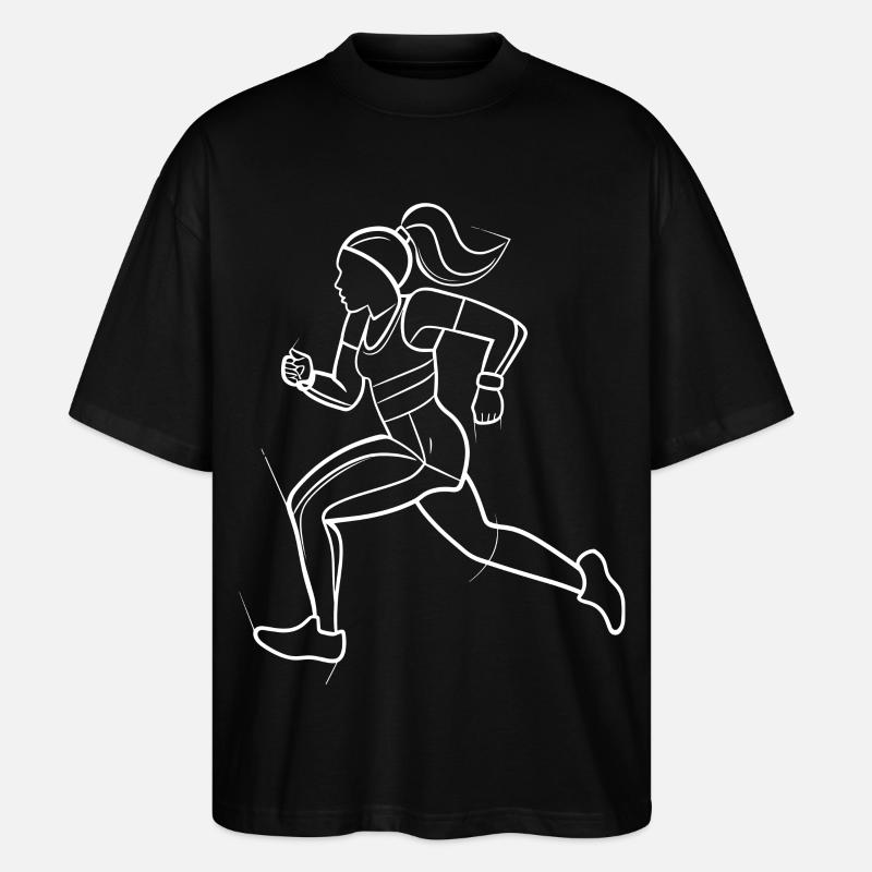Läuferin Line Art - Stanley/Stella Oversized Unisex Bio T-Shirt Blaster 2.0 - Schwarz