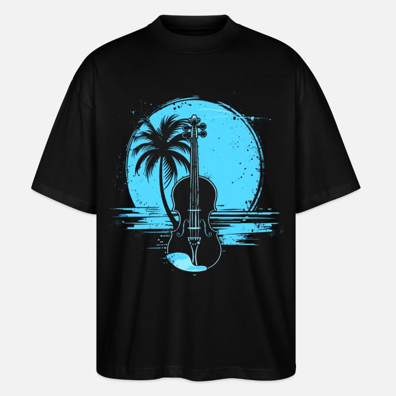 Graphisme violon - T-shirt bio Blaster 2.0 coupe oversize Stanley/Stella Unisexe - noir