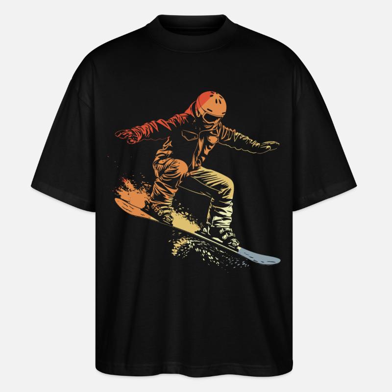 Snowboarder Graphique Rétro - T-shirt bio Blaster 2.0 coupe oversize Stanley/Stella Unisexe - noir