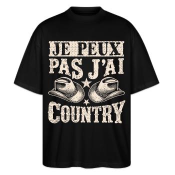 Je Peux Pas J'ai Country ,Vintage Humour Country - T-shirt bio Blaster 2.0 coupe oversize Stanley/Stella Unisexe - noir - Devant - Alina (178cm) & Michal (187cm)