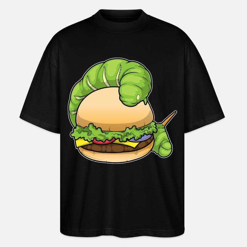 Raupe Cheeseburger - Stanley/Stella Oversized Unisex Bio T-Shirt Blaster 2.0 - Schwarz