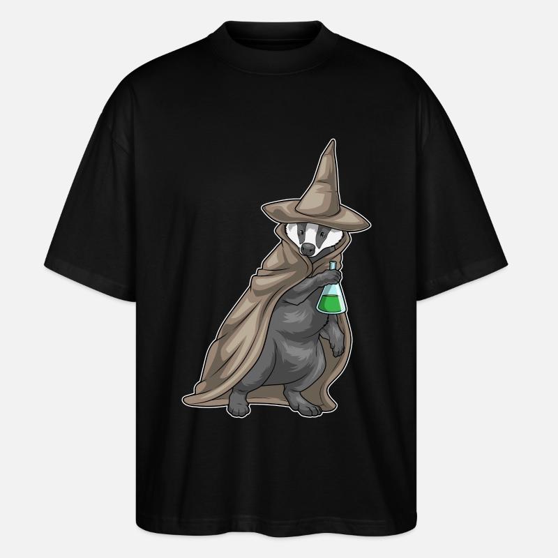 Badger Halloween Witch - Stanley/Stella Oversized Unisex Organic T-shirt Blaster 2.0 - black
