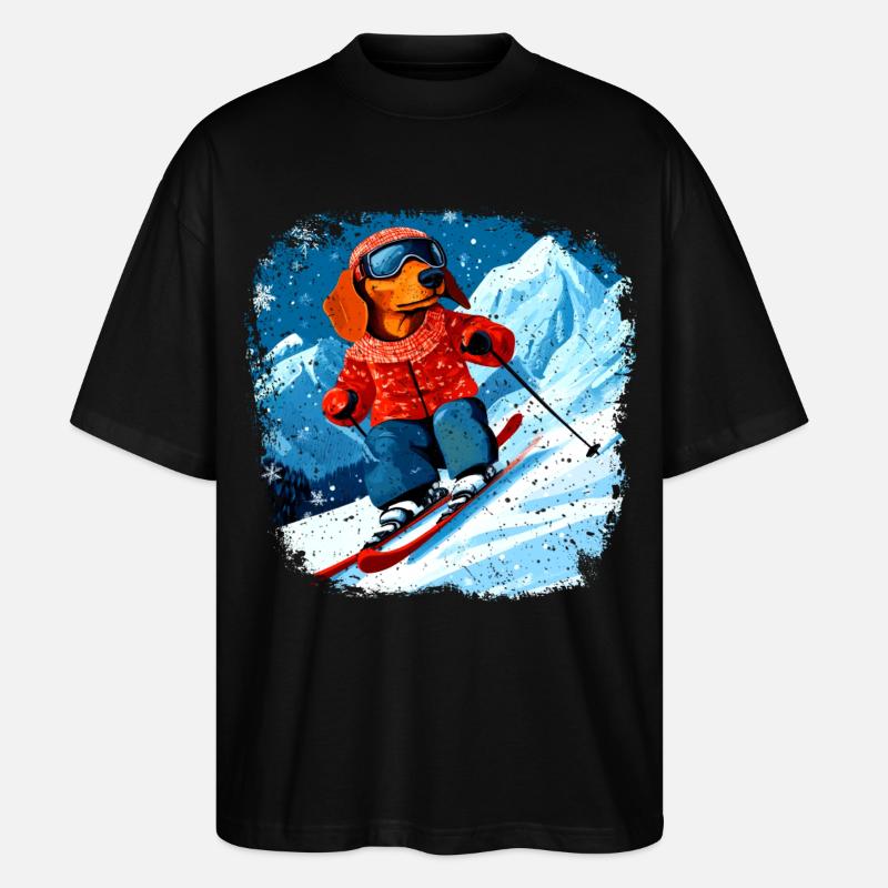 Dackel Ski - Stanley/Stella Oversized Unisex Bio T-Shirt Blaster 2.0 - Schwarz