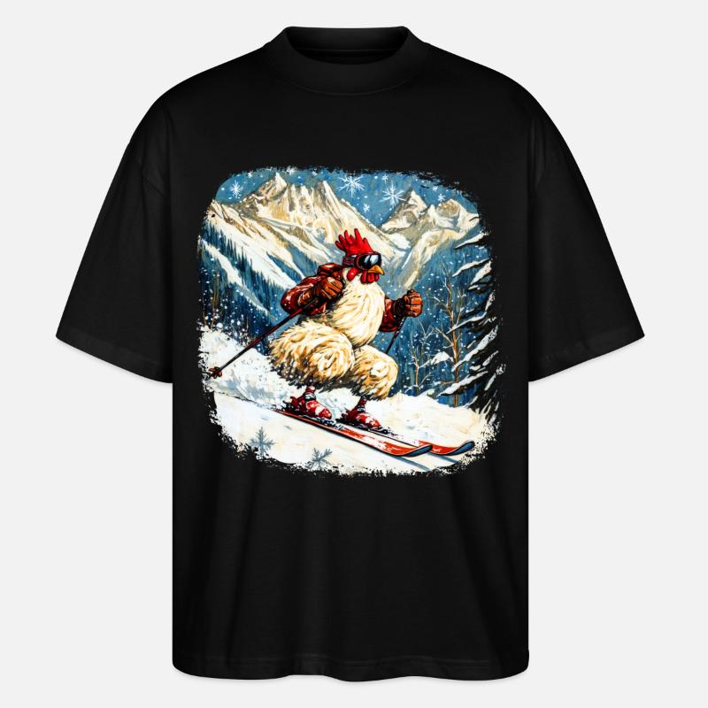 Ski Hühner - Stanley/Stella Oversized Unisex Bio T-Shirt Blaster 2.0 - Schwarz