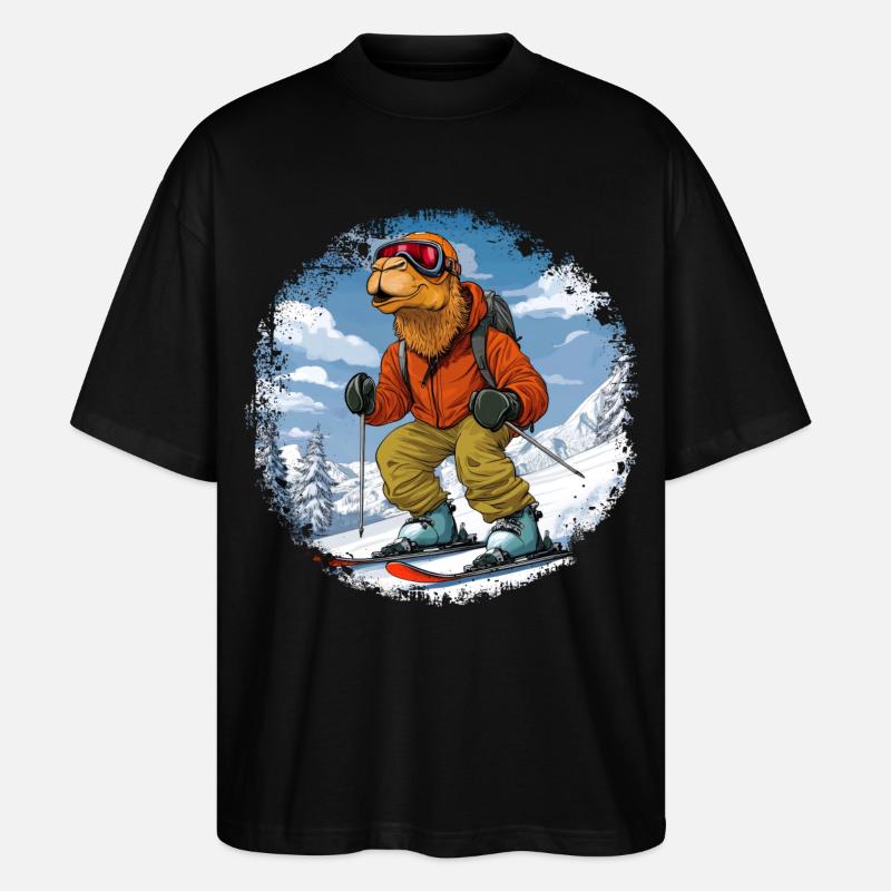 Kamel Skifahrer - Stanley/Stella Oversized Unisex Bio T-Shirt Blaster 2.0 - Schwarz