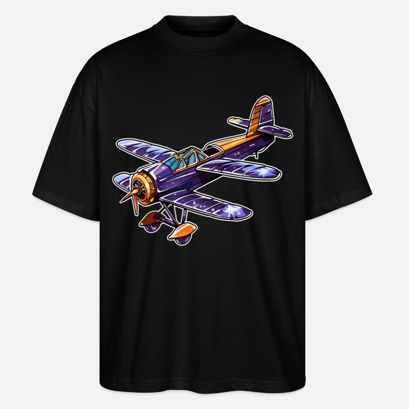 Propeller Plane Comic Look - Stanley/Stella Oversized Unisex Organic T-shirt Blaster 2.0 - black
