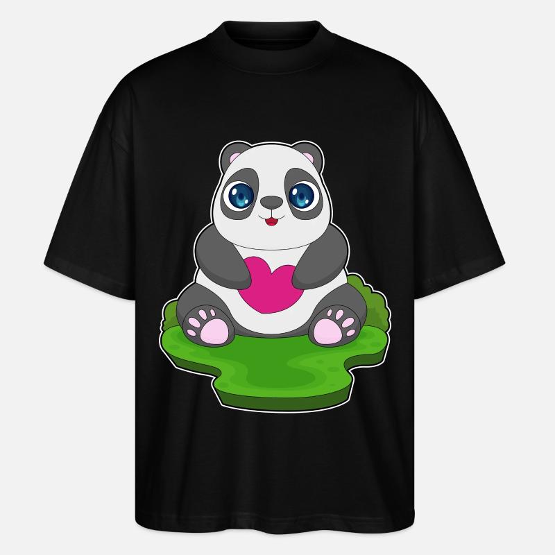 Panda Herz - Stanley/Stella Oversized Unisex Bio T-Shirt Blaster 2.0 - Schwarz