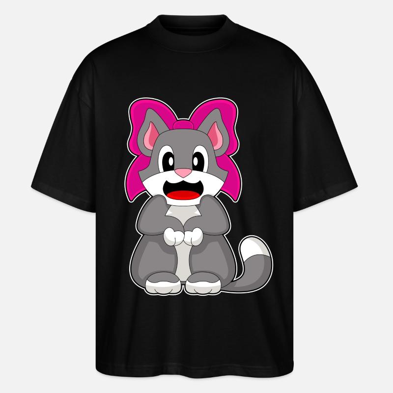 Cat Bow - Stanley/Stella Oversized Unisex Organic T-shirt Blaster 2.0 - black