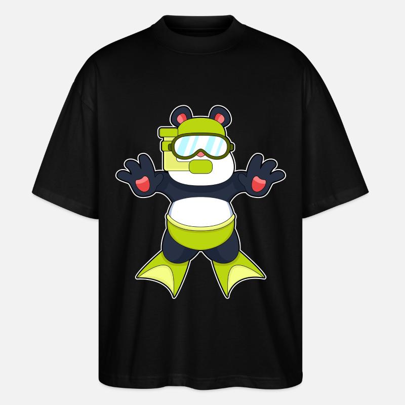 Lunettes de natation Panda - T-shirt bio Blaster 2.0 coupe oversize Stanley/Stella Unisexe - noir