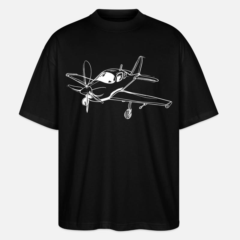 Propellerflugzeug Lineart - Stanley/Stella Oversized Unisex Bio T-Shirt Blaster 2.0 - Schwarz