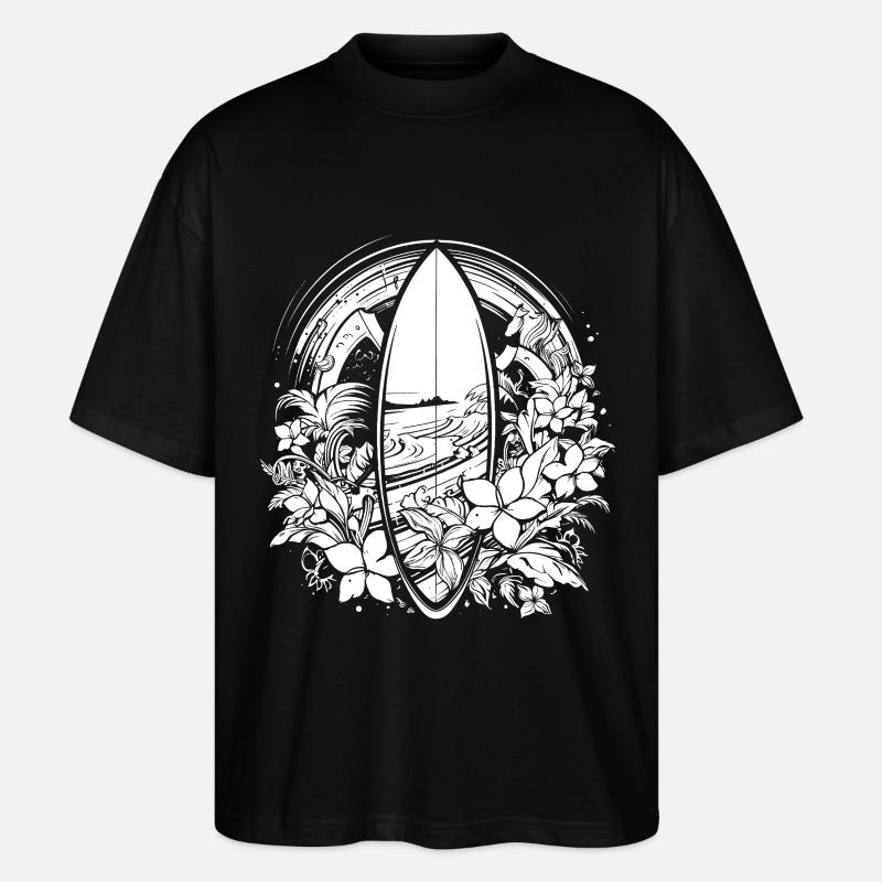 Surfboard Comic Style - Stanley/Stella Oversized Unisex Organic T-shirt Blaster 2.0 - black