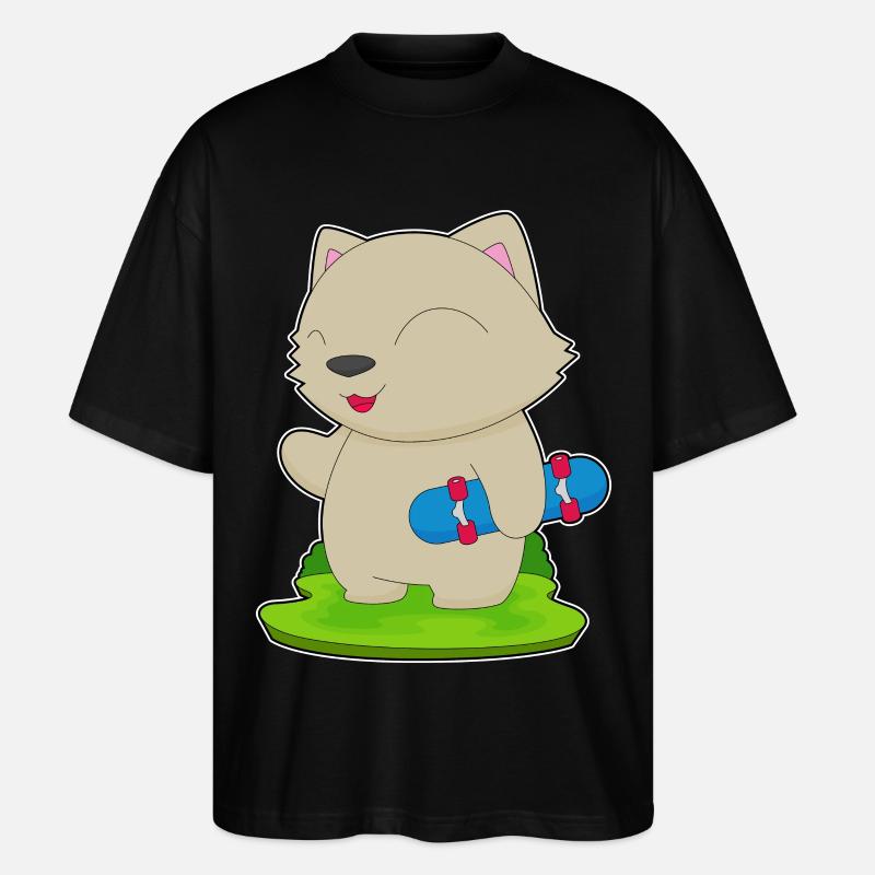 Chat Skater Skateboard - T-shirt bio Blaster 2.0 coupe oversize Stanley/Stella Unisexe - noir