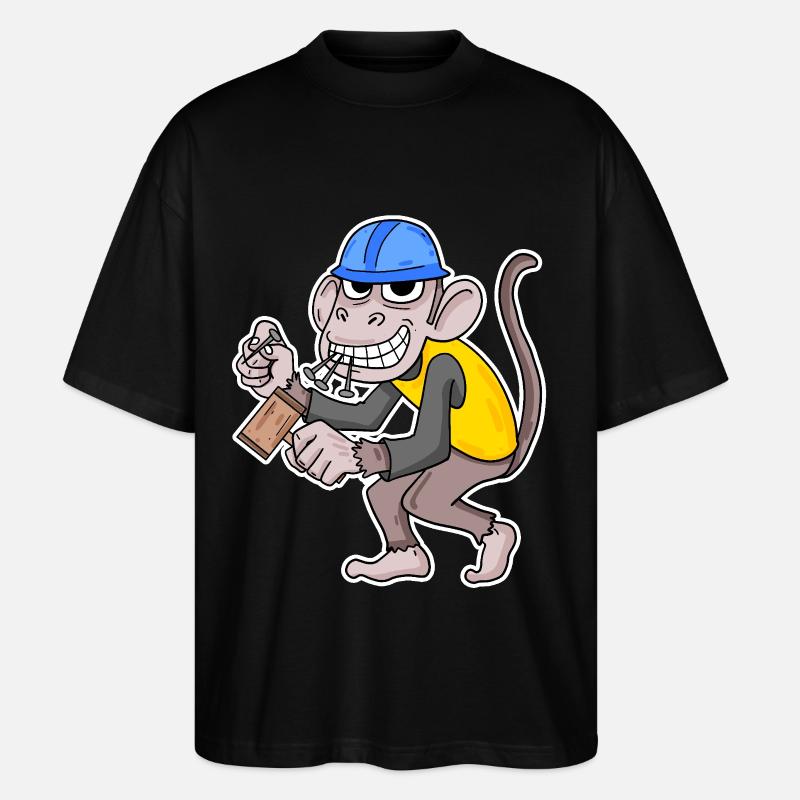 Baustelle Affe lustig Handwerker - Stanley/Stella Oversized Unisex Bio T-Shirt Blaster 2.0 - Schwarz