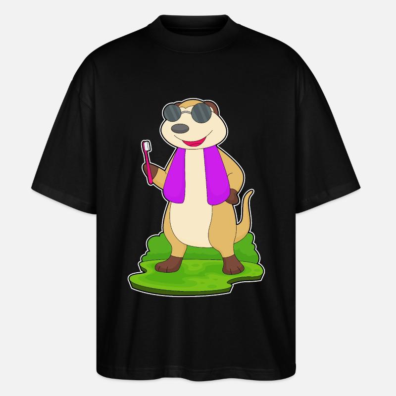 Erdmännchen Zahnbürste - Stanley/Stella Oversized Unisex Bio T-Shirt Blaster 2.0 - Schwarz