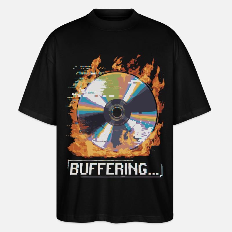 Pufferung... Flamingo Glitched CD Retro Design - Stanley/Stella Oversized Unisex Bio T-Shirt Blaster 2.0 - Schwarz