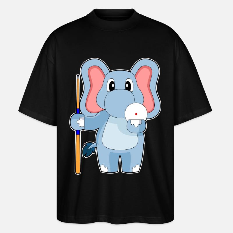 Elephant Billiard Cue - Stanley/Stella Oversized Unisex Organic T-shirt Blaster 2.0 - black