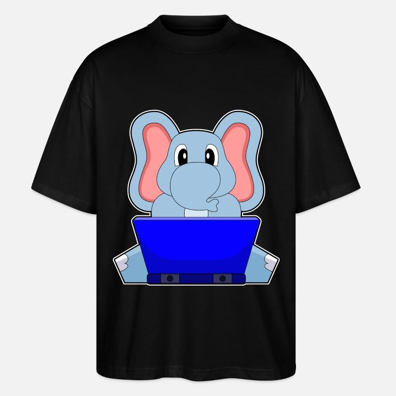 Elephant Laptop - Stanley/Stella Oversized Unisex Organic T-shirt Blaster 2.0 - black