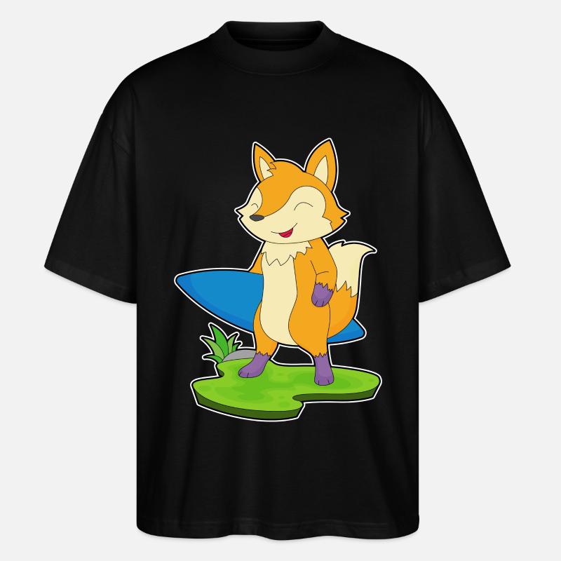 Fuchs Surfer Surfbrett - Stanley/Stella Oversized Unisex Bio T-Shirt Blaster 2.0 - Schwarz