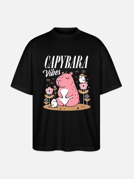 Ambiance détendue de Capybara - T-shirt bio Blaster 2.0 coupe oversize Stanley/Stella Unisexe - noir
