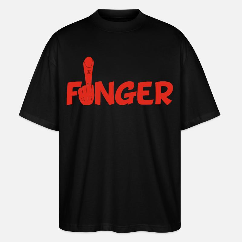Der Finger (rot) - Stanley/Stella Oversized Unisex Bio T-Shirt Blaster 2.0 - Schwarz
