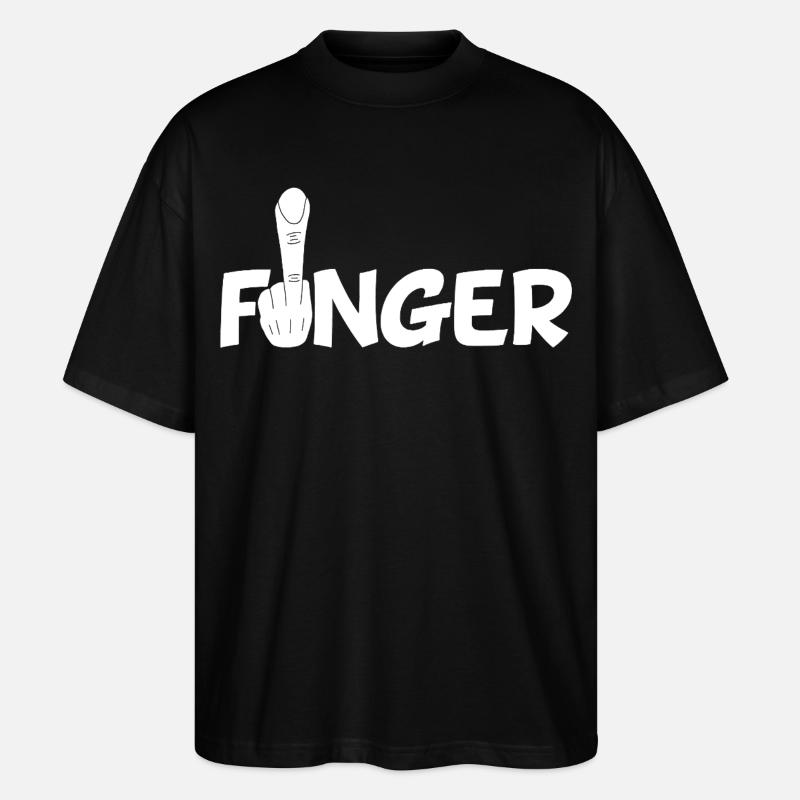 Der Finger (weiß) - Stanley/Stella Oversized Unisex Bio T-Shirt Blaster 2.0 - Schwarz