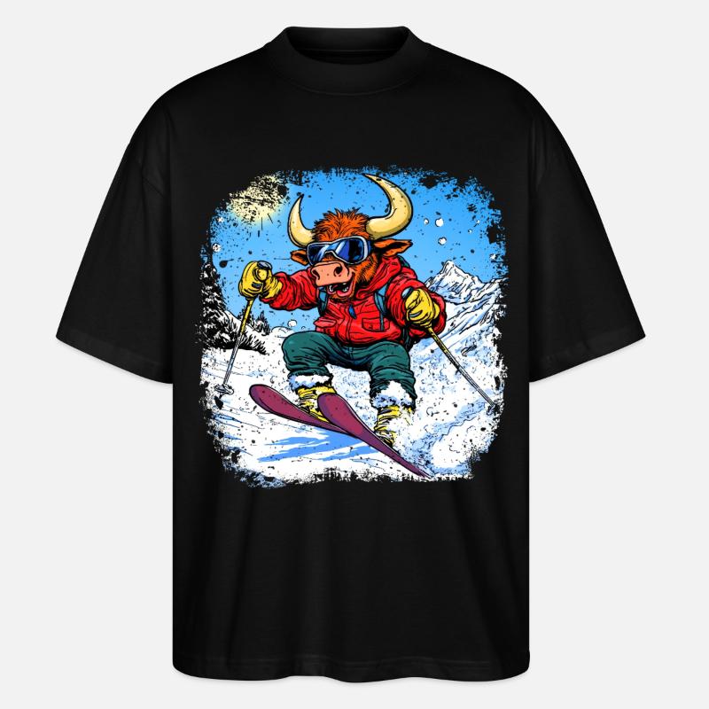Ski Stier - Stanley/Stella Oversized Unisex Bio T-Shirt Blaster 2.0 - Schwarz