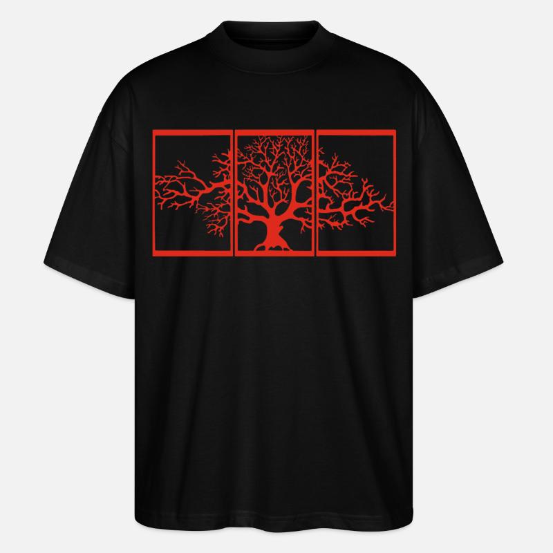 Blick in die Natur (rot) - Stanley/Stella Oversized Unisex Bio T-Shirt Blaster 2.0 - Schwarz