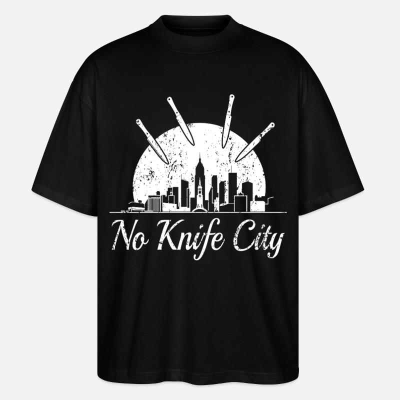 Keine Messer Stadt, - Stanley/Stella Oversized Unisex Bio T-Shirt Blaster 2.0 - Schwarz