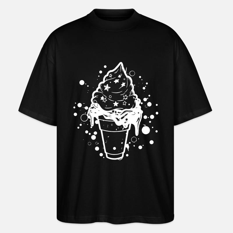 Softeis Skizze - Stanley/Stella Oversized Unisex Bio T-Shirt Blaster 2.0 - Schwarz