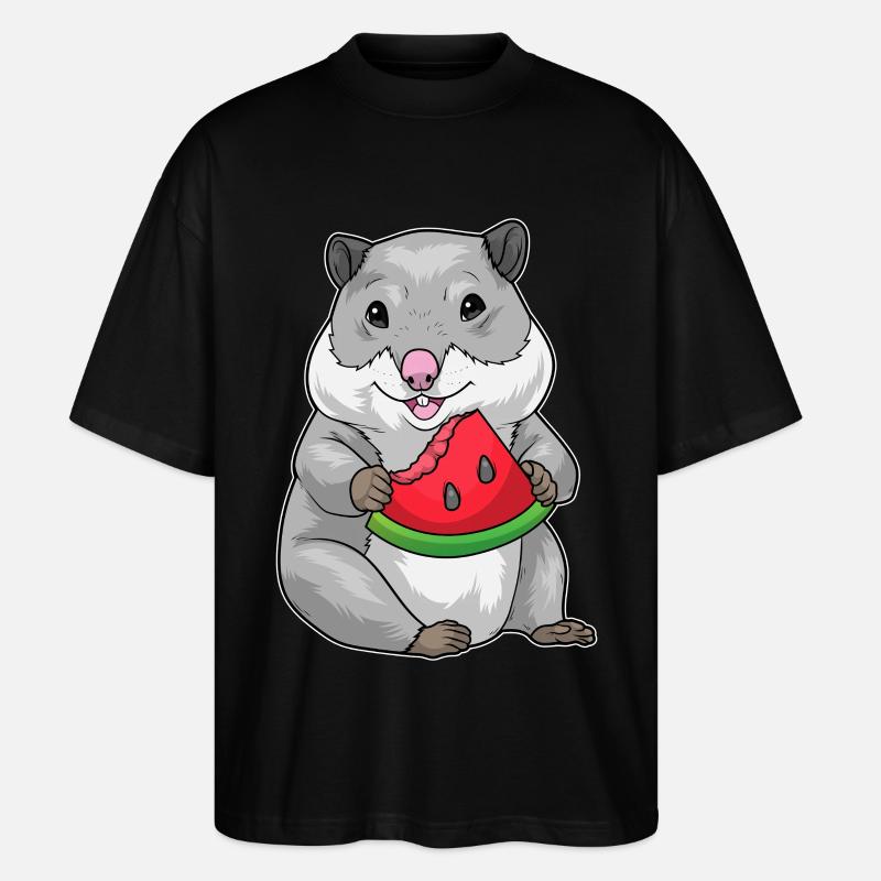 Hamster Watermelon - Stanley/Stella Oversized Unisex Organic T-shirt Blaster 2.0 - black