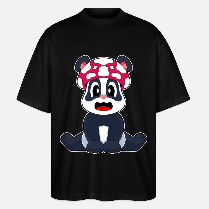 Champignon panda - T-shirt bio Blaster 2.0 coupe oversize Stanley/Stella Unisexe - noir