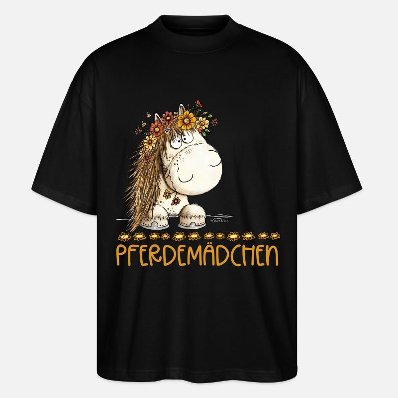 Pferdemädchen Spruch Mit Süßem Pferd - Stanley/Stella Oversized Unisex Bio T-Shirt Blaster 2.0 - Schwarz