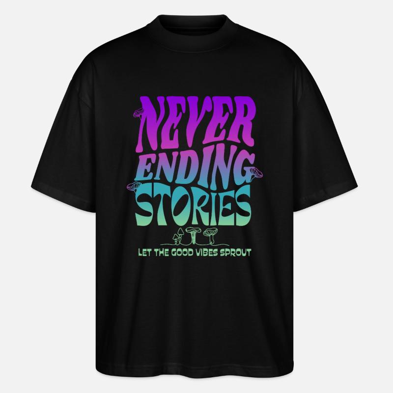 Psychedelisches Pilz-Design – Never Ending Stories - Stanley/Stella Oversized Unisex Bio T-Shirt Blaster 2.0 - Schwarz