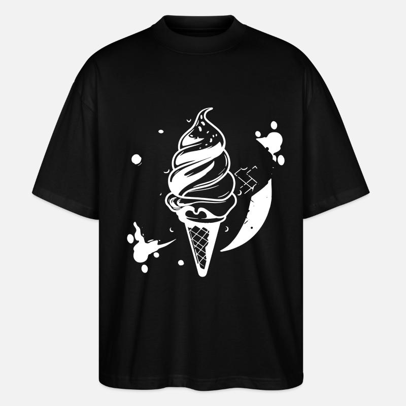 Softeis Skizze - Stanley/Stella Oversized Unisex Bio T-Shirt Blaster 2.0 - Schwarz