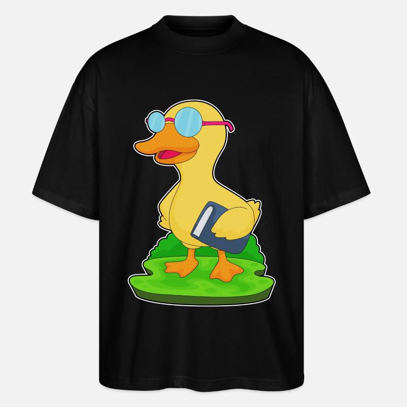 Duck Nerd Book Glasses - Stanley/Stella Oversized Unisex Organic T-shirt Blaster 2.0 - black