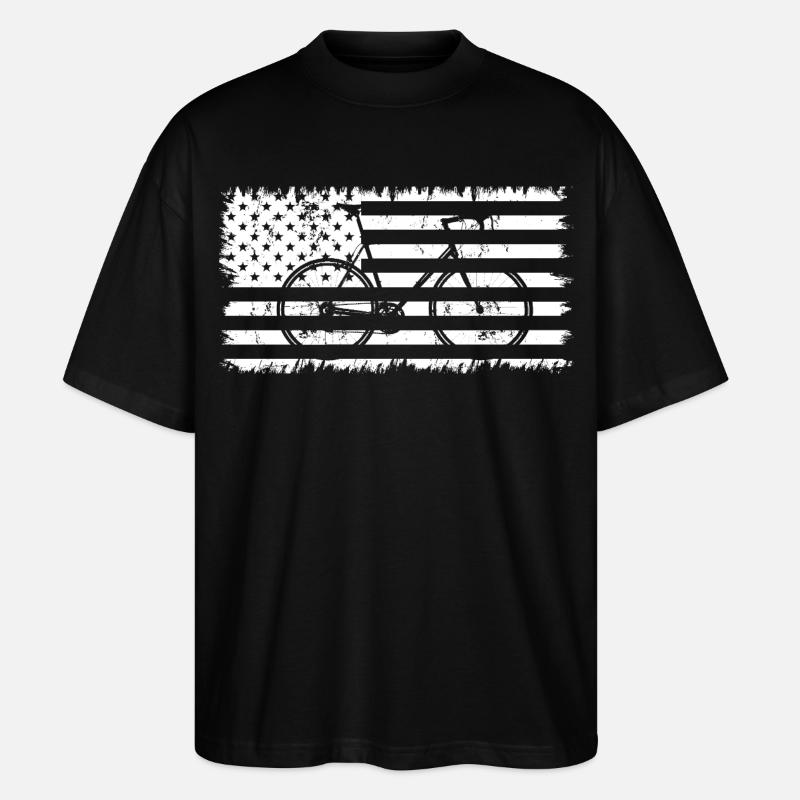 Drapeau américain de vélo - T-shirt bio Blaster 2.0 coupe oversize Stanley/Stella Unisexe - noir