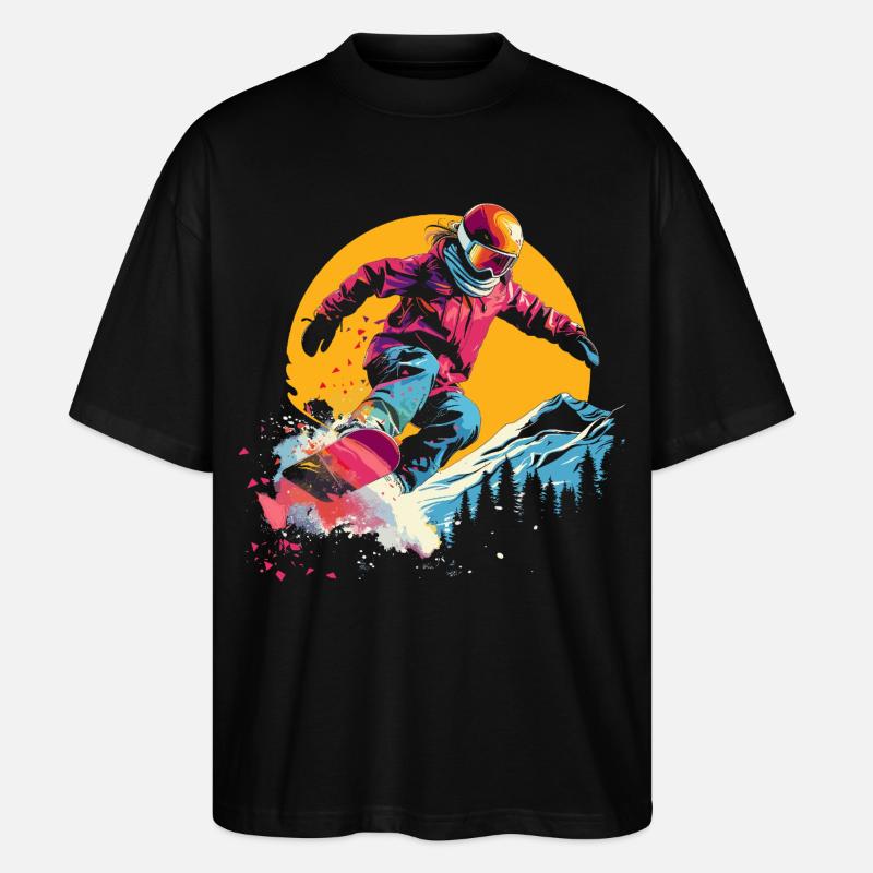 Snowboarder Synthwave - Stanley/Stella Oversized Unisex Bio T-Shirt Blaster 2.0 - Schwarz